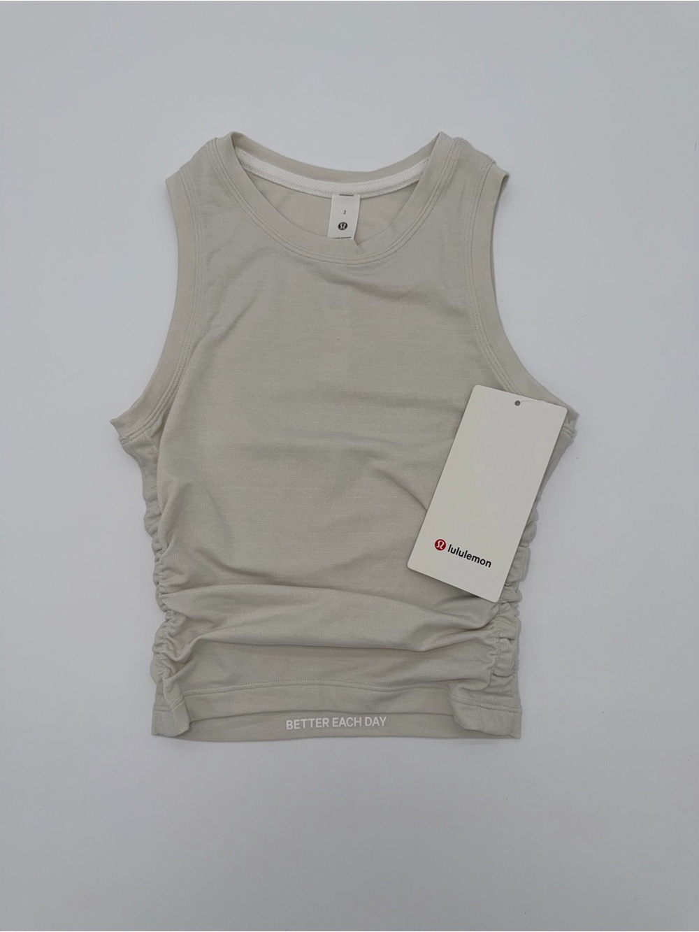 NWT Lululemon athletica Women's Sleeveless Ruched Tank Top - Light Beige